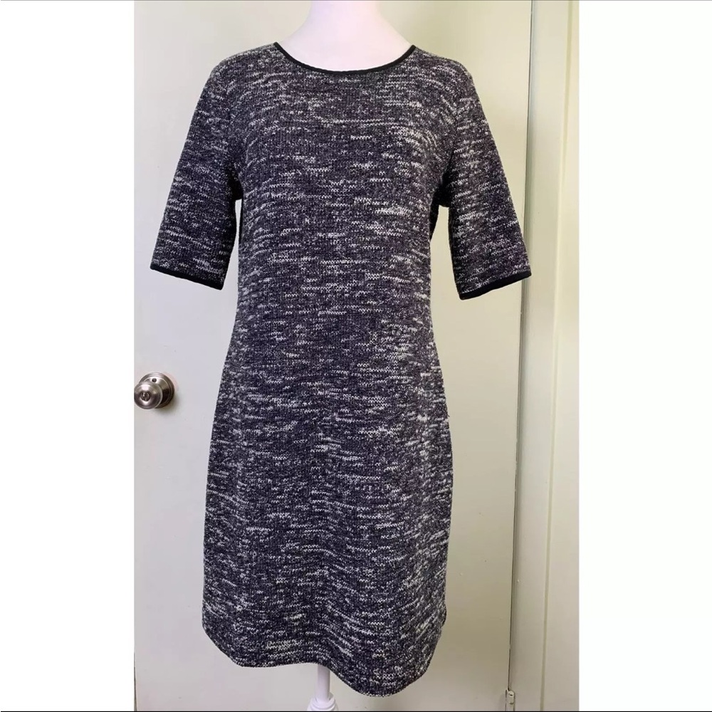 Ann Taylor Gray and White Sheath Dress 3/4 Raglan Sleeves